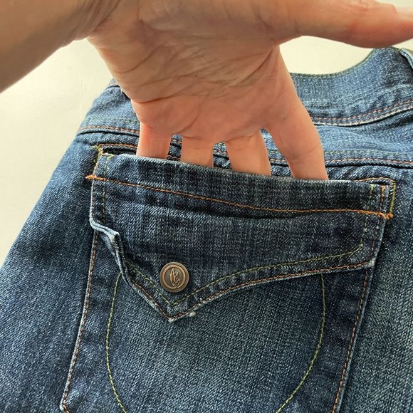 Of The Earth Jeans Wide Leg Denim Boho Organic Cotton Utility Pants Womens Sz 36 - Picture 11 of 16